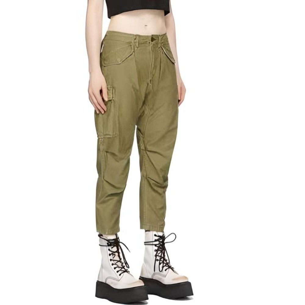 R13 Drop Crotch Cargo Pants Size 26 in Olive Green